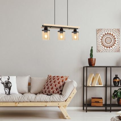 Rabalux - Hängeleuchte an Kabel 3xE27/25W/230V Kiefer