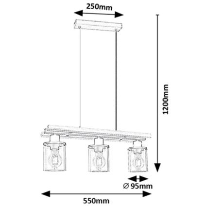 Rabalux - Suspension filaire 3xE27/25W/230V pin