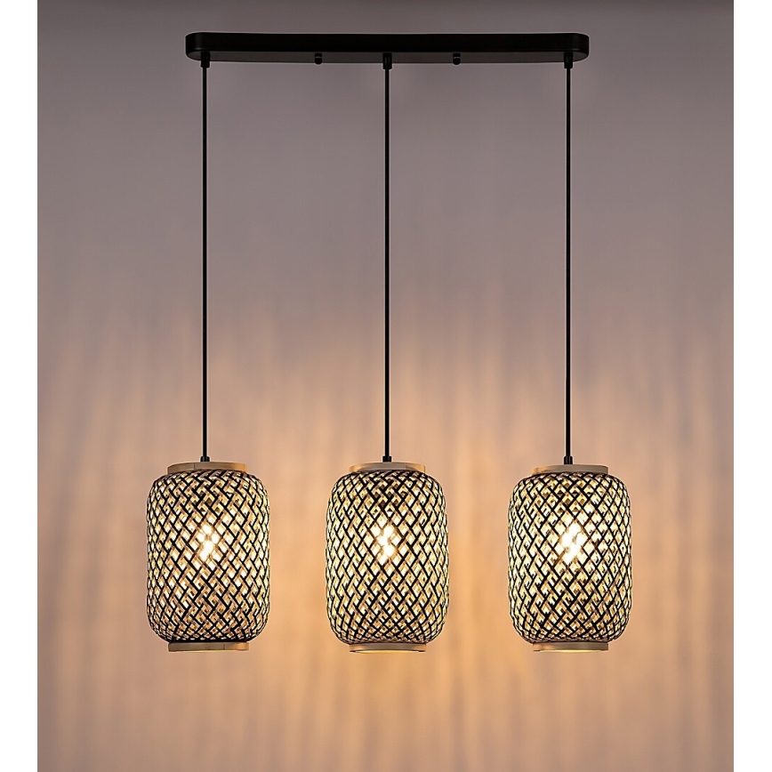 Rabalux - Hängeleuchte an Kabel 3xE27/40W/230V Rattan