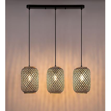 Rabalux - Lampadario a sospensione con cavo 3xE27/40W/230V in rattan
