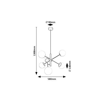 Rabalux - Lampadario a sospensione con filo 6xE14/20W/230V