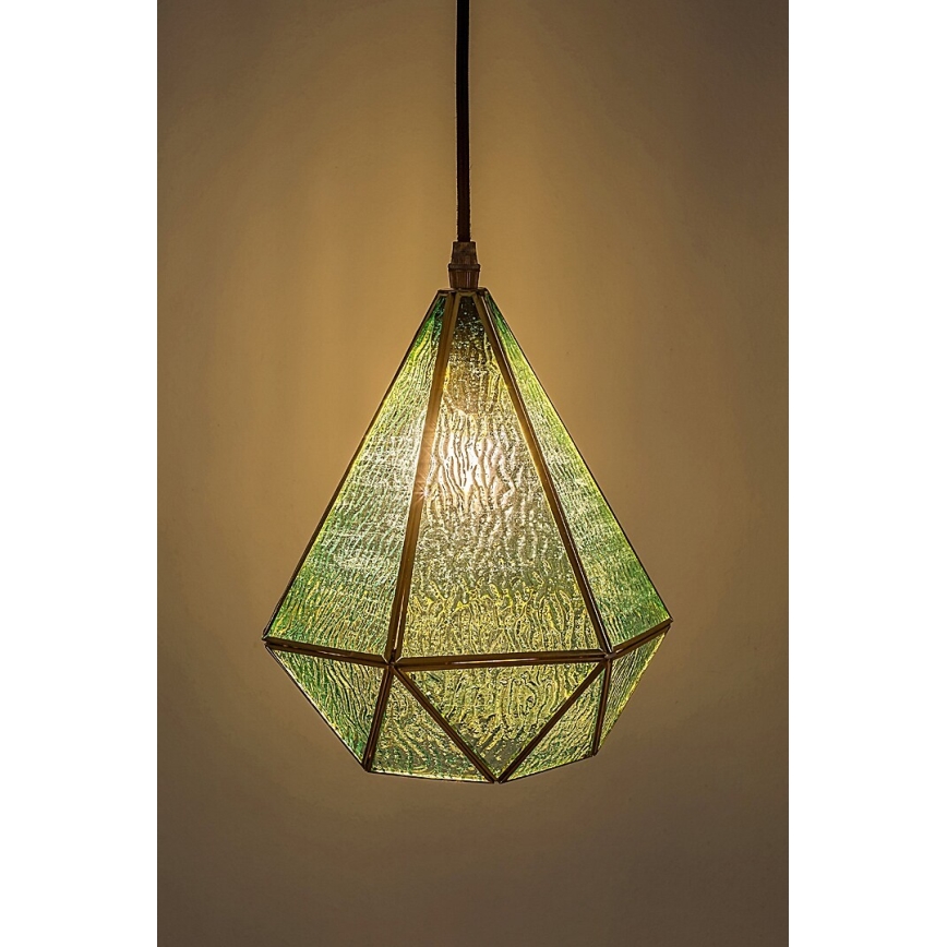 Rabalux - Suspension filaire en verre teinté Tiffany 1xE14/40W/230V bleu/doré