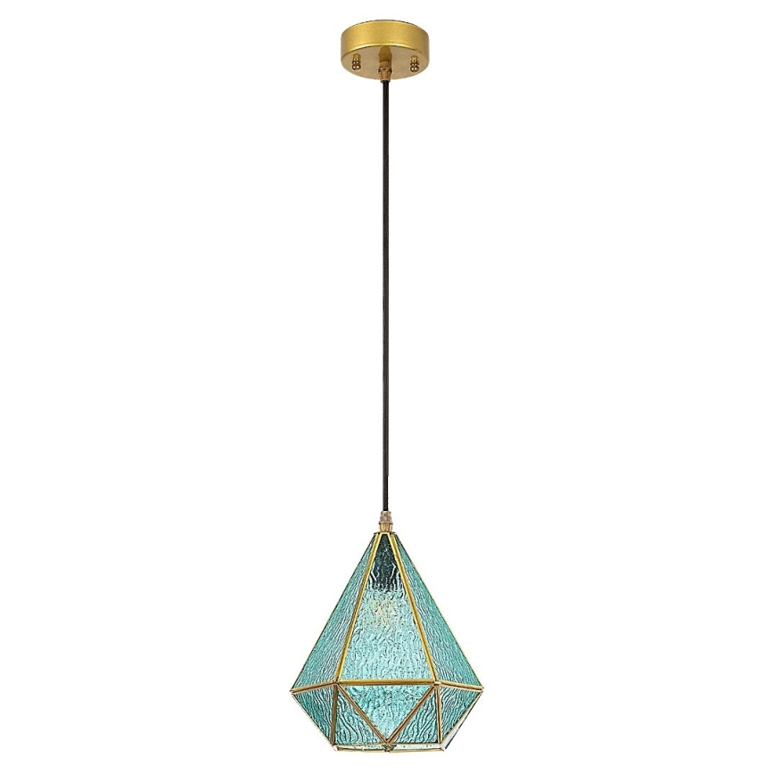 Rabalux - Suspension filaire en verre teinté Tiffany 1xE14/40W/230V bleu/doré