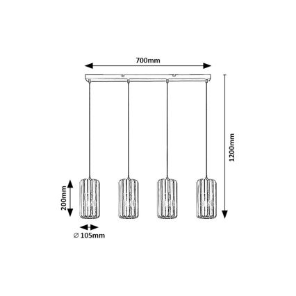 Rabalux - Lampadario a sospensione con filo 4xE27/40W/230V