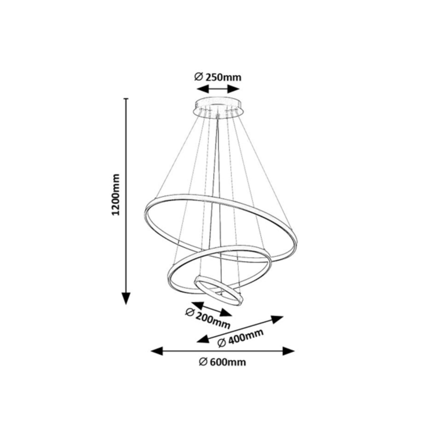 Rabalux - Lustre LED dimmable suspendu sur câble LED/90W/230V 3000-6500K + télécommande