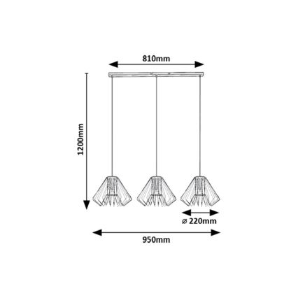 Rabalux - Lampadario a sospensione con filo 3xE27/40W/230V