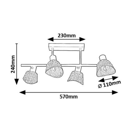 Rabalux - Lampadario a plafone 4xE14/10W/230V