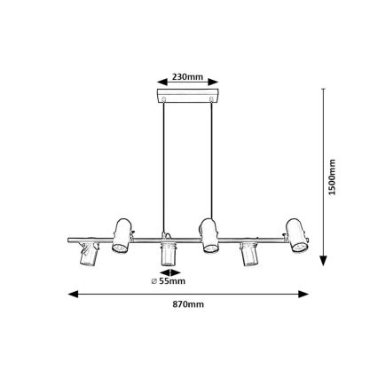 Rabalux - Lampadario a sospensione con filo 6xGU10/25W/230V
