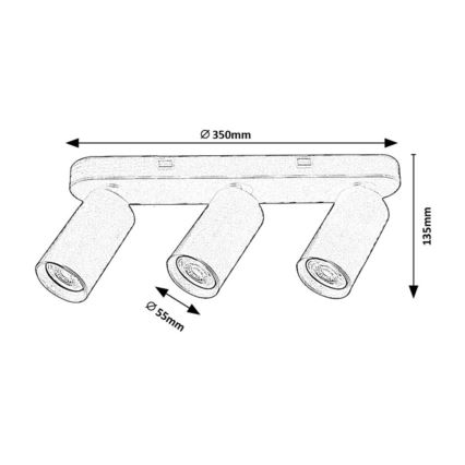Rabalux - Spot orientable 3xGU10/7W/230V noir
