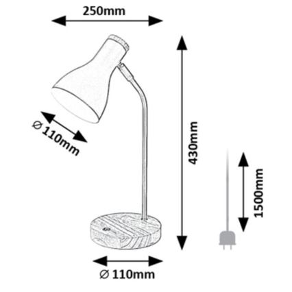 Rabalux - Lampada da tavolo 1xE14/25W/230V albero di caucciù
