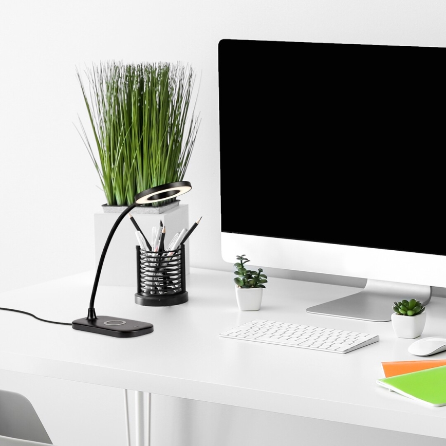 Rabalux - LED dimmbare Touch-Tischlampe mit kabelloser Ladefunktion LED/5W/5V 2700-6000K schwarz