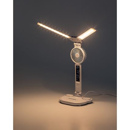 Rabalux - Lampe de bureau dimmable LED avec ventilateur, 7W/5V, 3000/4000/6500K