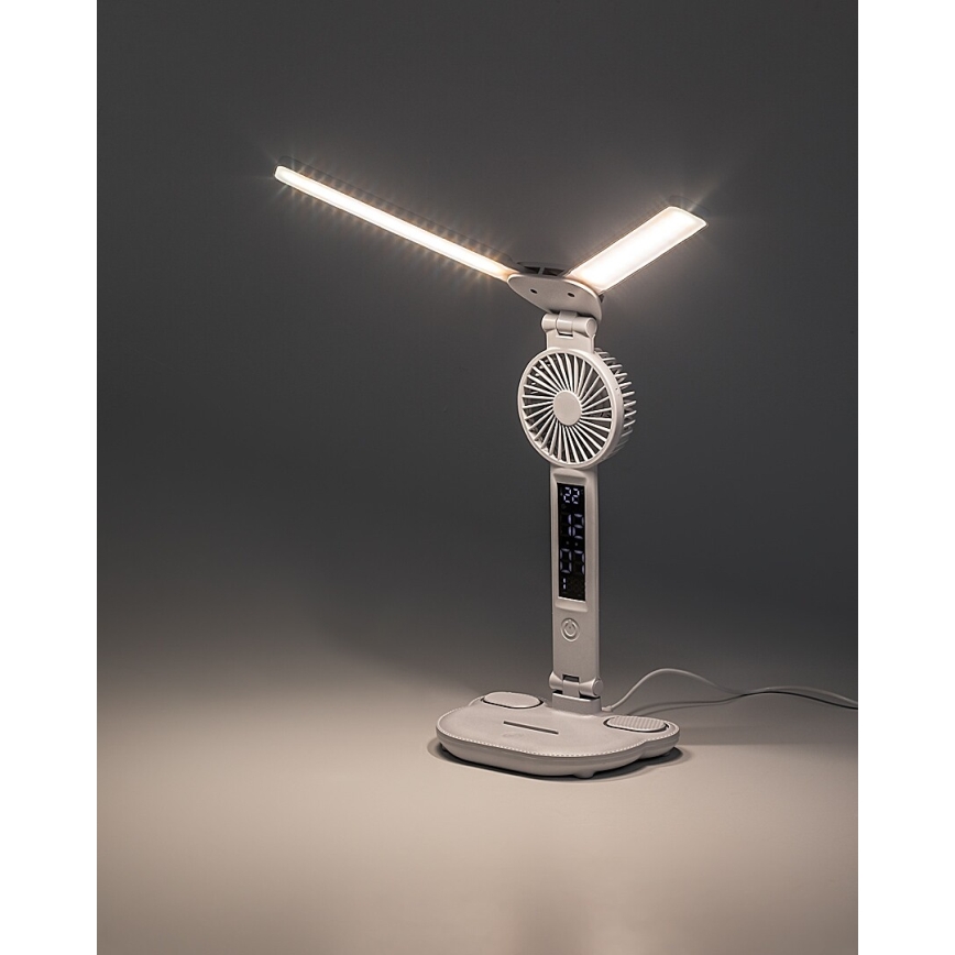 Rabalux - Lampe de bureau dimmable LED avec ventilateur, 7W/5V, 3000/4000/6500K