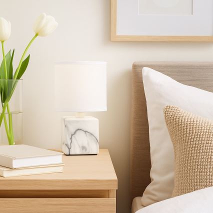 Rabalux - Lampada da tavolo 1xE14/40W/230V bianco/effetto marmo