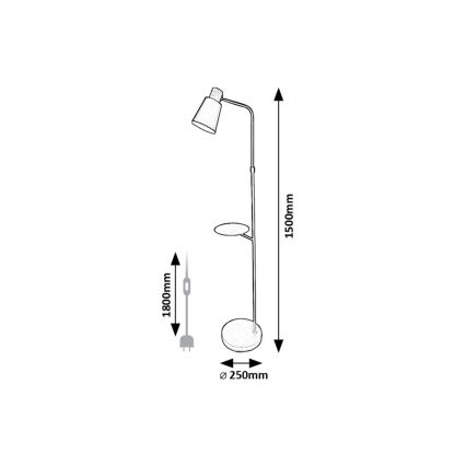 Rabalux - Lampada con piedistallo con mensola 1xE27/40W/230V nero