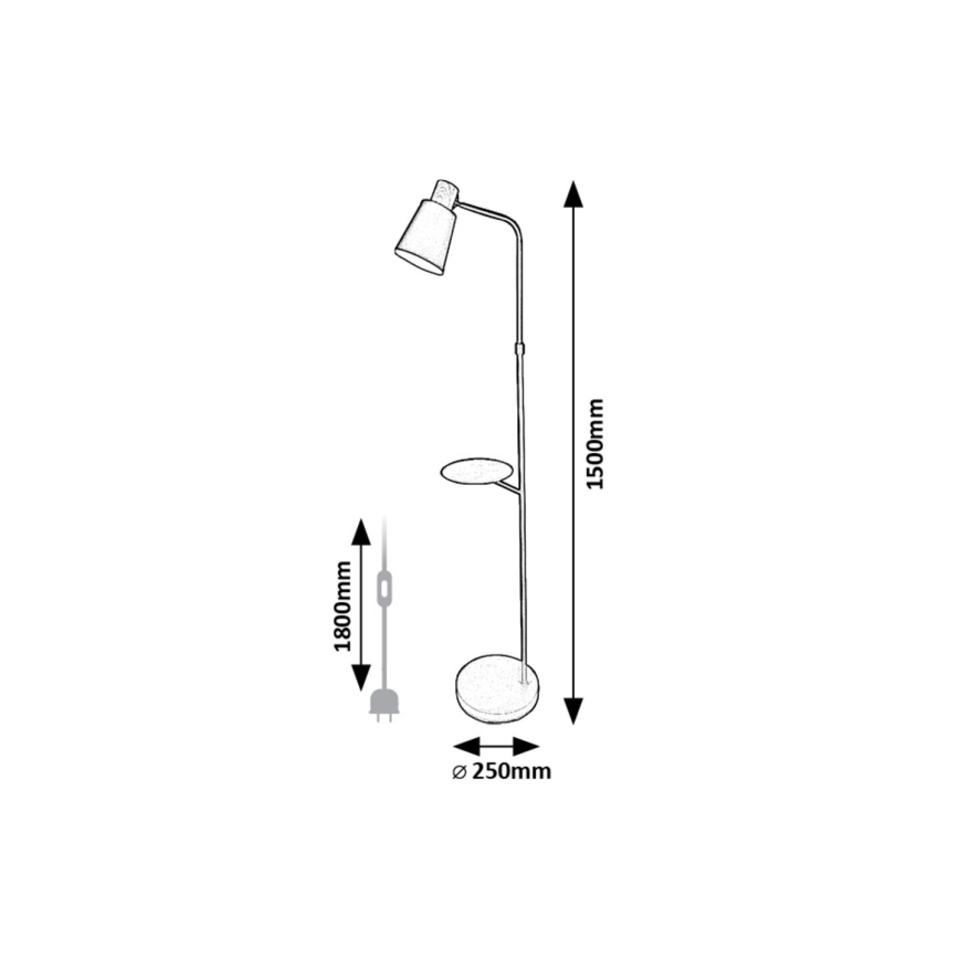Rabalux - Lampada con piedistallo con mensola 1xE27/40W/230V nero