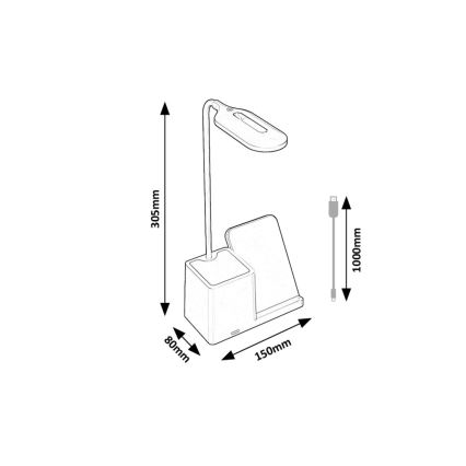 Rabalux - Lampada da tavolo LED dimmerabile con ricarica wireless	 QI LED/4W/5V 3000/4000/6500K nero