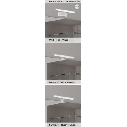 Rabalux - Éclairage LED pour miroir de salle de bains, 6W/230V, IP44, 30 cm, chrome brillant