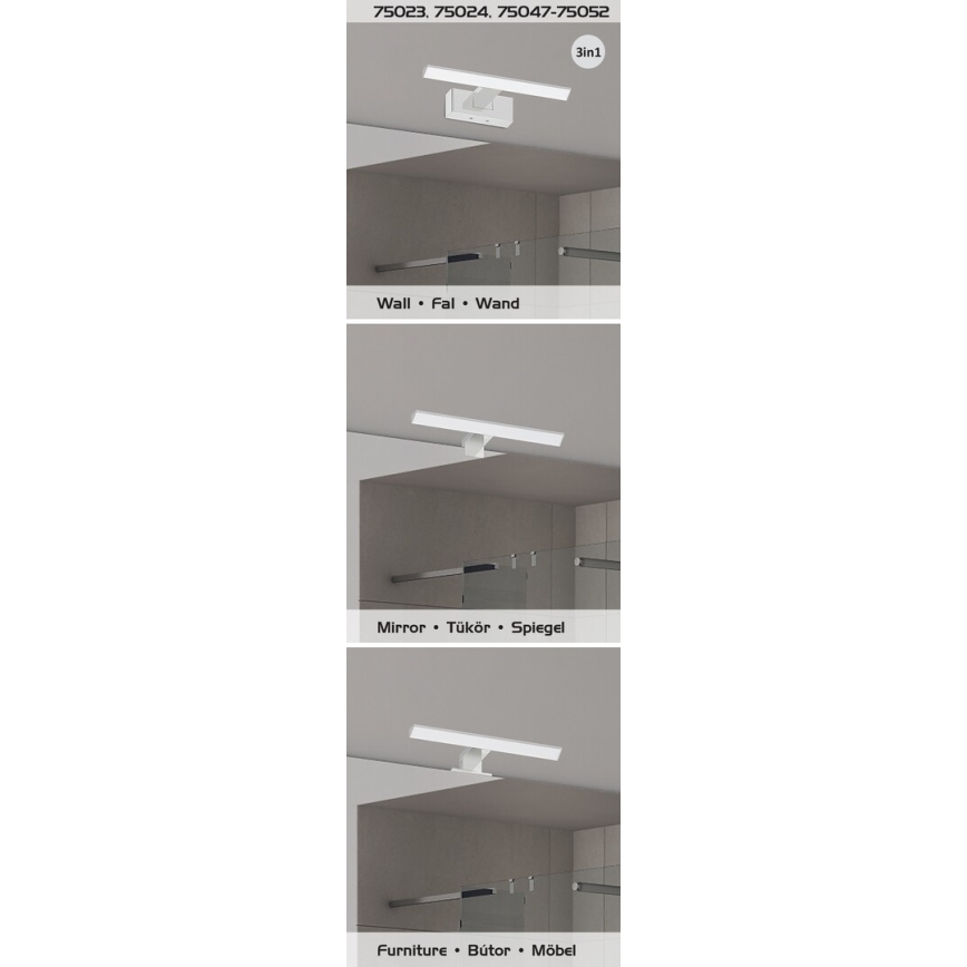 Rabalux - Éclairage LED pour miroir de salle de bains, 6W/230V, IP44, 30 cm, chrome brillant