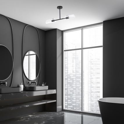 Rabalux - Lampadario da bagno a sospensione con supporto rigido 2xE14/12W/230V IP44 nero