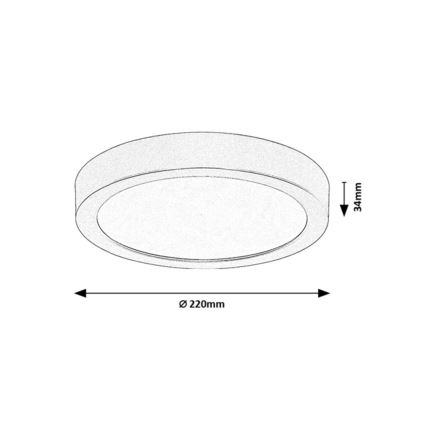 Rabalux - LED-Badezimmer-Deckenleuchte, LED/24 W/230 V, Ø 22 cm, IP44, schwarz