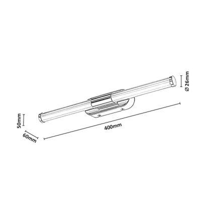 Rabalux - Éclairage LED pour miroir de salle de bains, 6W, 230V, IP44, 40 cm, noir