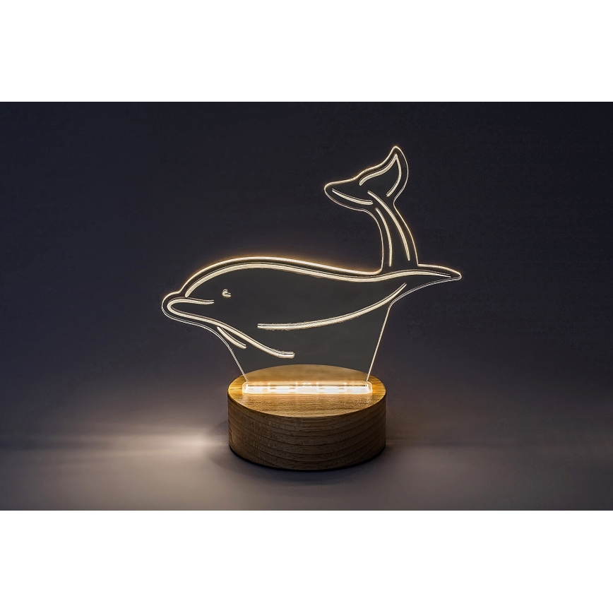 Rabalux - Lampe de table LED enfant LED/2W/5V 3000K dauphin hêtre