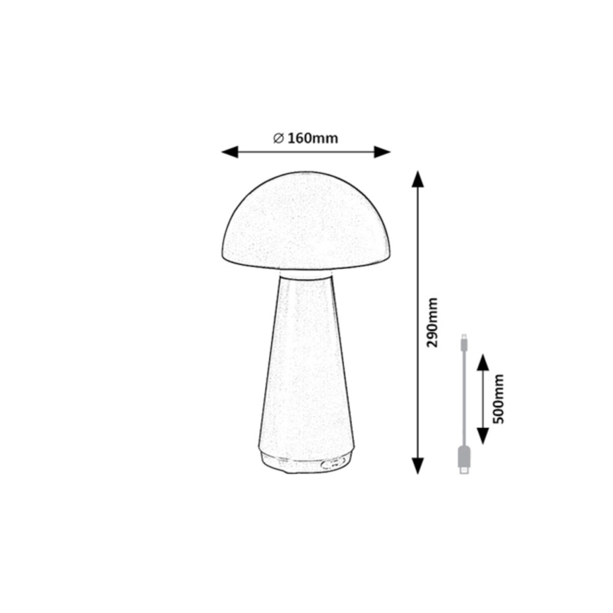 Rabalux - LED Lampada da tavolo ricaricabile touch dimmerabile per esterni LED/3W/5V 2000mAh IP44