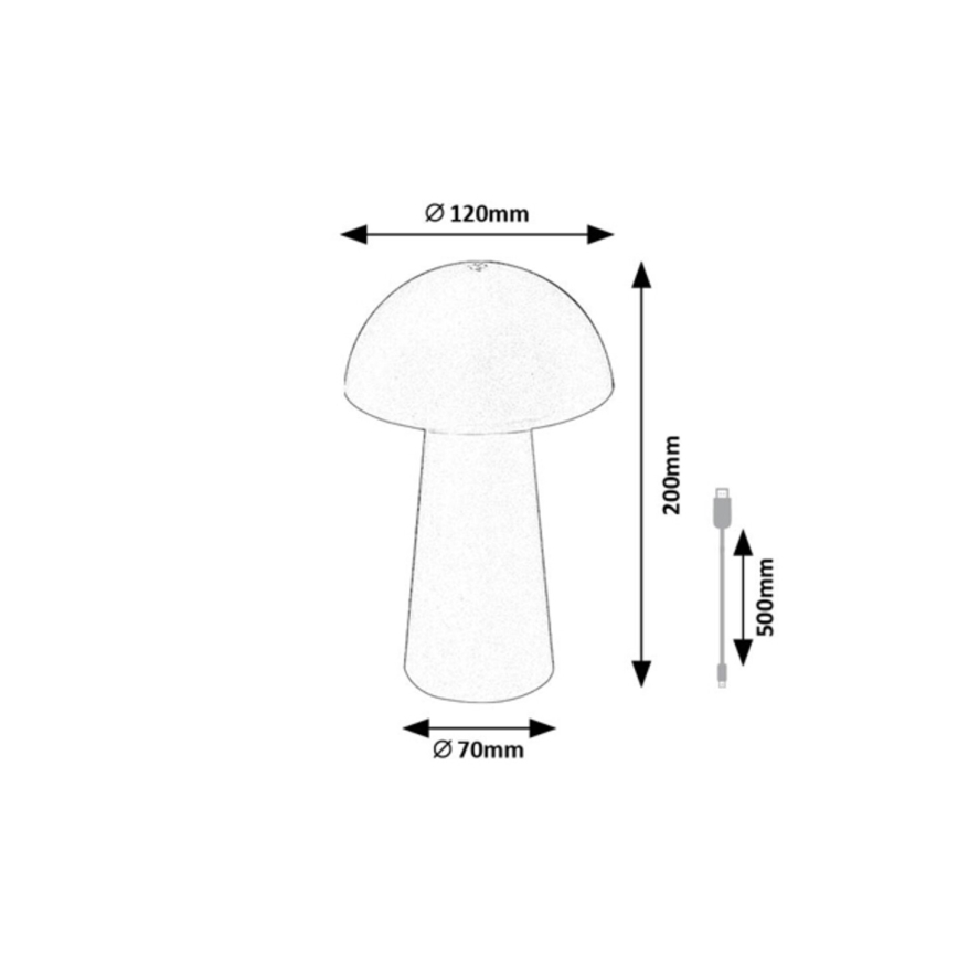 Rabalux - Lampe d'extérieur tactile rechargeable dimmable LED 1,5 W/5 V IP44 1200 mAh USB noire