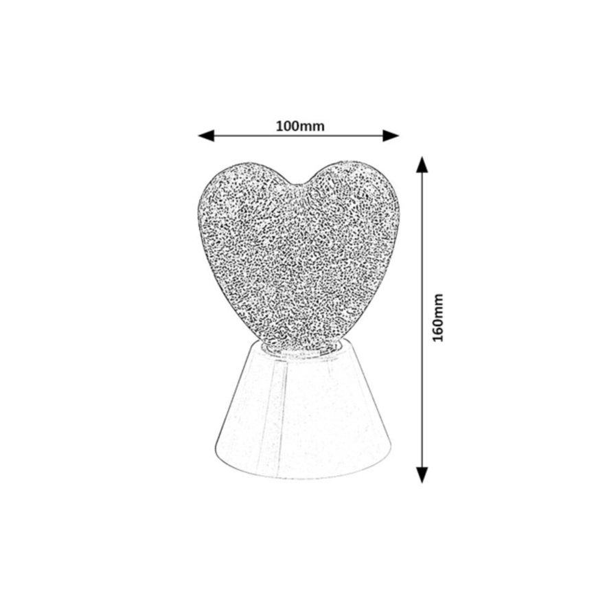 Rabalux - Lampe décorative LED RGB en forme de cœur, 0,8 W, 3xAA