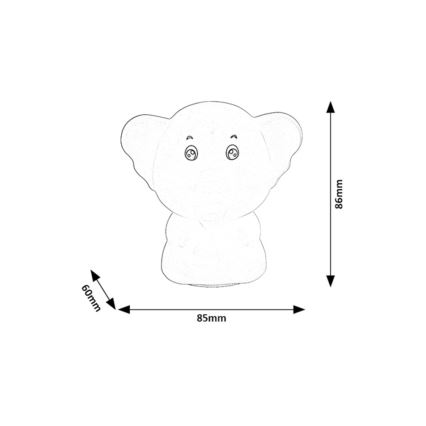 Rabalux - Luce notturna LED RGB a sfioramento LED/0,05W/1xCR2032 elefante