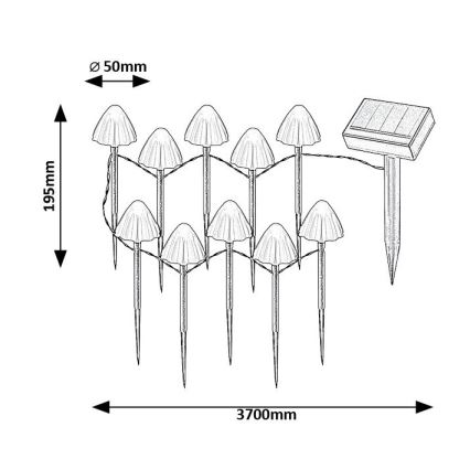 Rabalux - LED-Solarleuchte 10xLED/0,2W/1,2V IP44