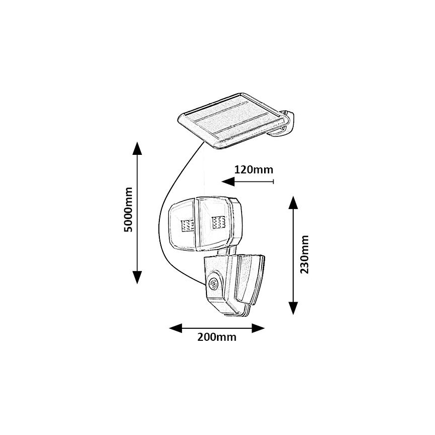 Rabalux – LED-Solarstrahler mit Sensor LED/12W/3,7V IP44
