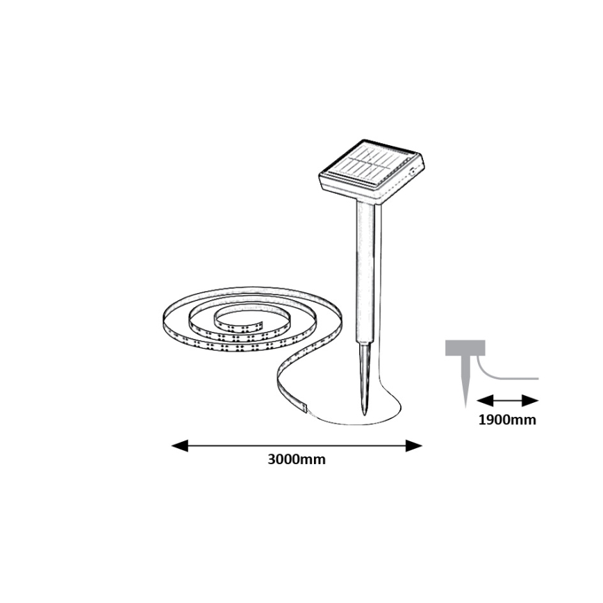 Rabalux - Ruban solaire LED/0,26W/3,2V 4,9m IP44 400 mAh