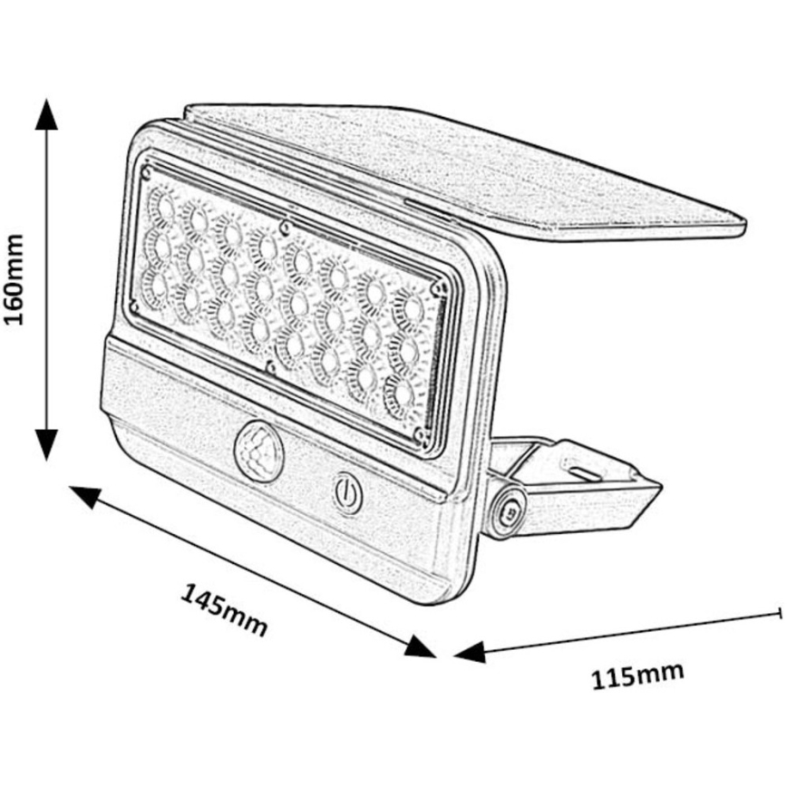 Rabalux - Applique murale solaire avec détecteur LED/7W/3,7V IP54 noir