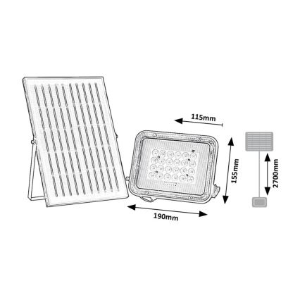 Rabalux - Faretto solare LED LED/6,5W/3,2V 3000/4000/6500K 1000mAh IP65