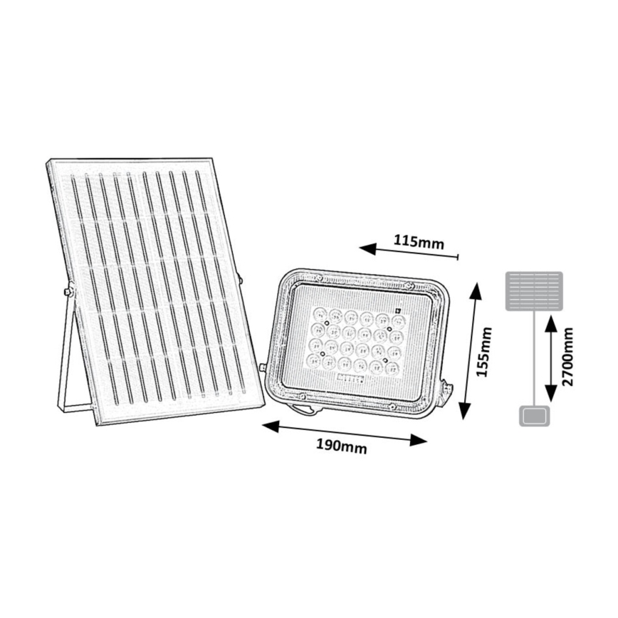 Rabalux - Faretto solare LED LED/6,5W/3,2V 3000/4000/6500K 1000mAh IP65