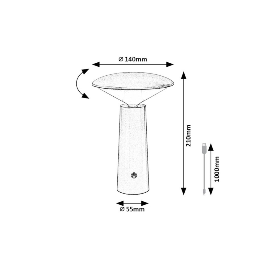 Rabalux - LED Lampada da tavolo touch ricaricabile e dimmerabile POLPERRO LED/3W/3,7V 1200mAh bianco