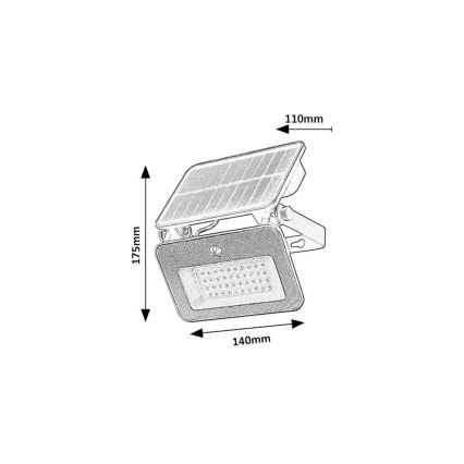 Rabalux - Riflettore LED solare con sensore LED/6W/3,7V 3000/4000/6500K IP65