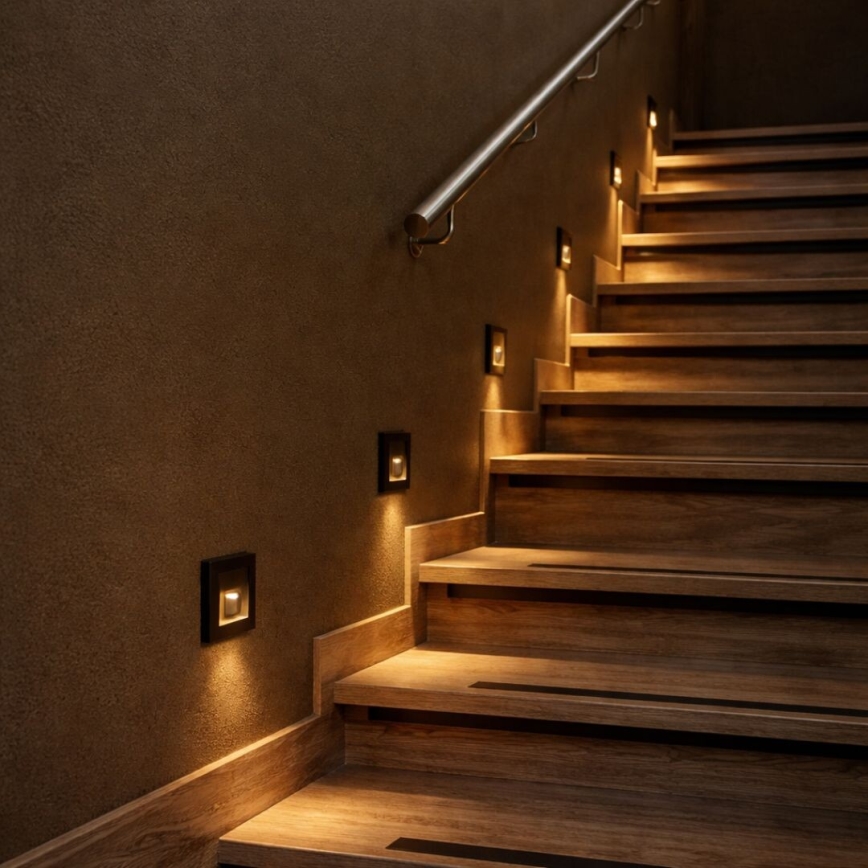 Rabalux - Luminaire d'escalier LED avec capteur de mouvement et capteur crépusculaire LED/1W/230V 3000/4500/6500K noir