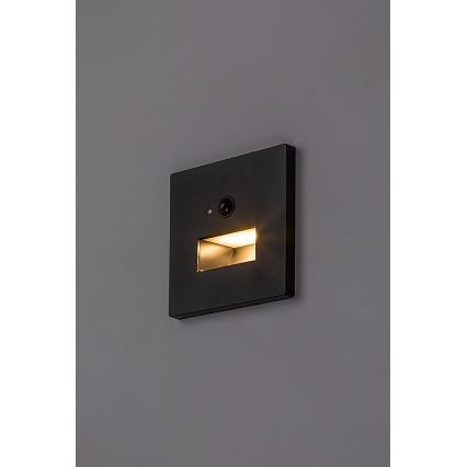 Rabalux - Luminaire d'escalier LED avec capteur de mouvement et capteur crépusculaire LED/1W/230V 3000/4500/6500K noir