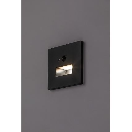 Rabalux - Luminaire d'escalier LED avec capteur de mouvement et capteur crépusculaire LED/1W/230V 3000/4500/6500K noir