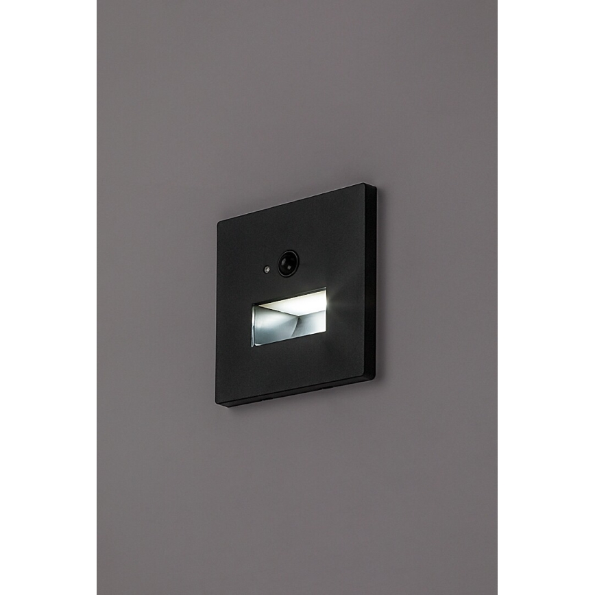 Rabalux - Luminaire d'escalier LED avec capteur de mouvement et capteur crépusculaire LED/1W/230V 3000/4500/6500K noir