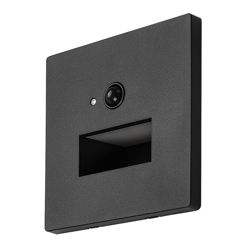 Rabalux - Lampada LED per scale con sensore di movimento e crepuscolare LED/1W/230V 3000/4500/6500K nera