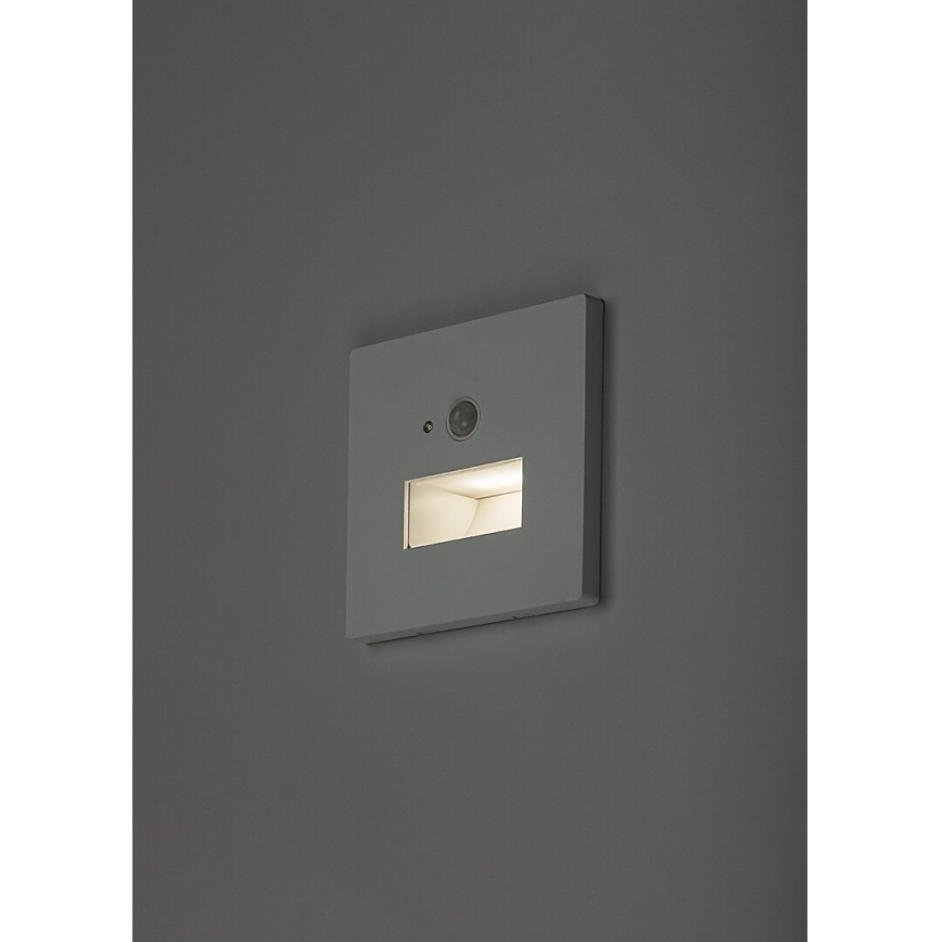 Rabalux - Lampada LED per scale con sensore di movimento e crepuscolare LED/1W/230V 3000/4500/6500K bianco