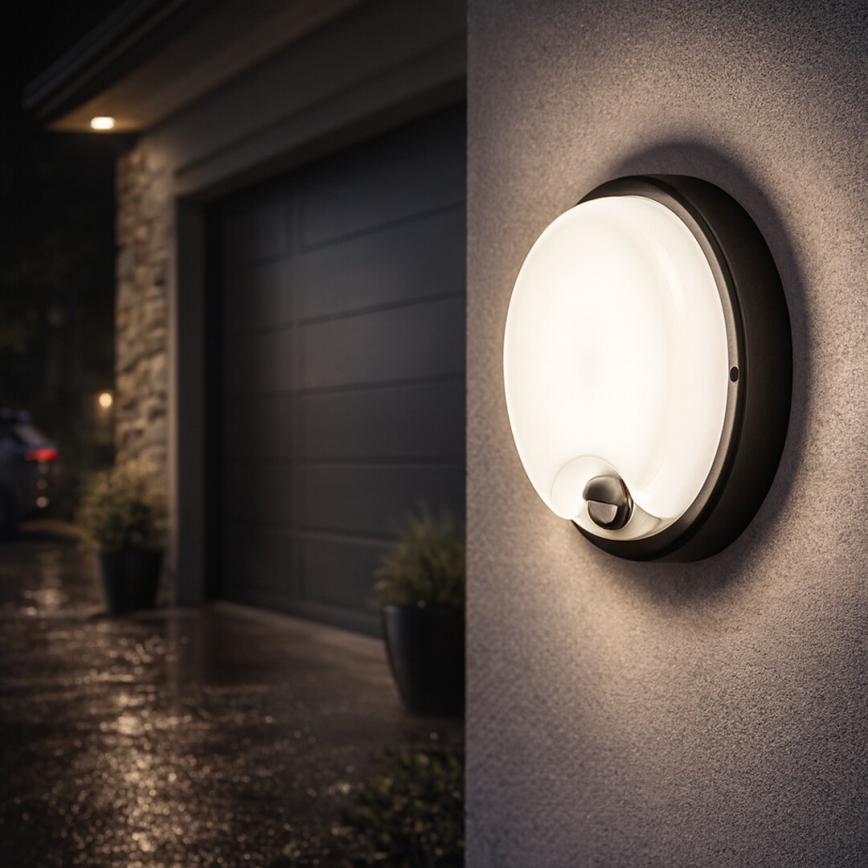 Rabalux - Applique murale d'extérieur LED avec capteur, 18 W, 230 V, IP65, noire