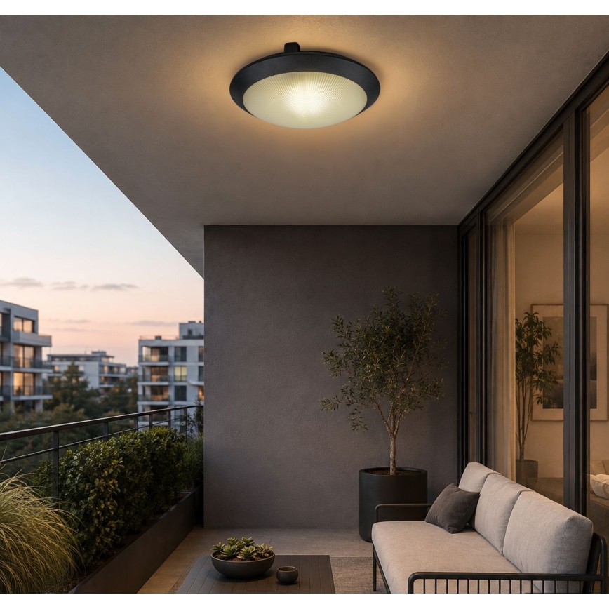 Rabalux - Plafoniera da esterno con sensore di movimento 1xE27/9W/230V IP65 Ø 30 cm nera