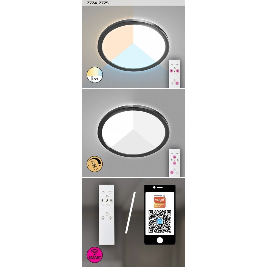 Rabalux-Plafonnier d'extérieur à intensité variable LED/15W/230V Wi-Fi Tuya IP44 + Télécommande