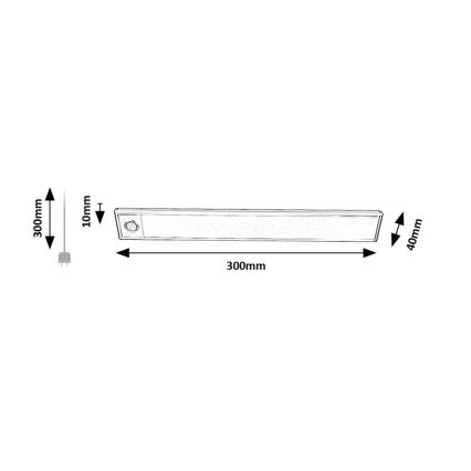 Rabalux - Réglette LED de cuisine rechargeable avec détecteur LED/2W/3,7V 4000K