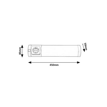 Rabalux - Réglette de cuisine avec prise LED/5W/230V 4000K 45 cm chrome mat